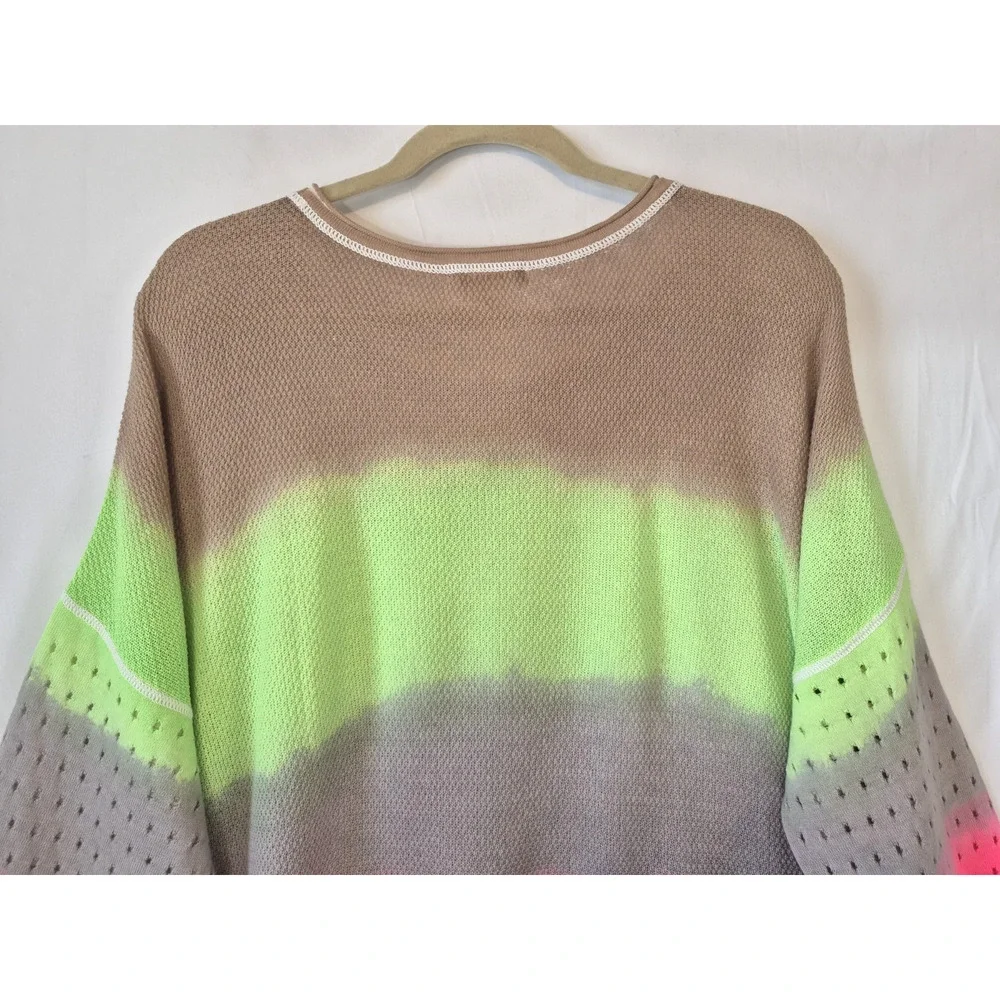 New Lisa Todd Ombre Gradient Rainbow Double Dip Cotton Knit Sweater 3X Plus - Picture 7 of 7